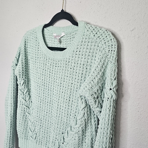 No Boundaries Light Mint Green Pullover Open Knit Sweater Size XS‎ / 1 - Picture 2 of 9